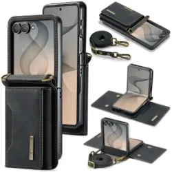 Coque Samsung Galaxy Z Flip 8 Série M2 Pochette Multi-Cartes Amovible - Couleurs: Noir