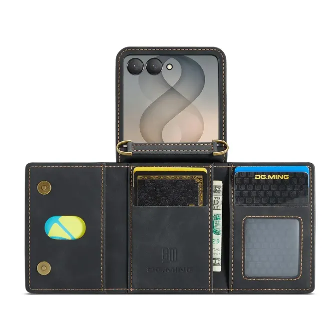 Coque Samsung Galaxy Z Flip 8 Série M2 Pochette Multi-Cartes Amovible - Couleurs: Noir