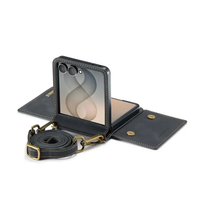Coque Samsung Galaxy Z Flip 8 Série M2 Pochette Multi-Cartes Amovible - Couleurs: Noir