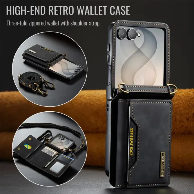 Coque Samsung Galaxy Z Flip 8 Série M2 Pochette Multi-Cartes Amovible - Couleurs: Noir