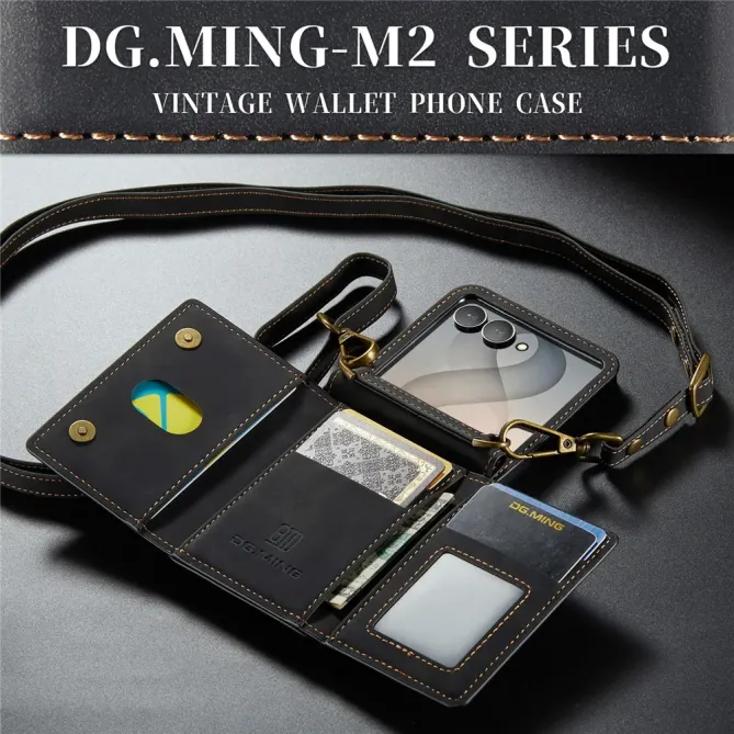 Coque Samsung Galaxy Z Flip 8 Série M2 Pochette Multi-Cartes Amovible - Couleurs: Noir