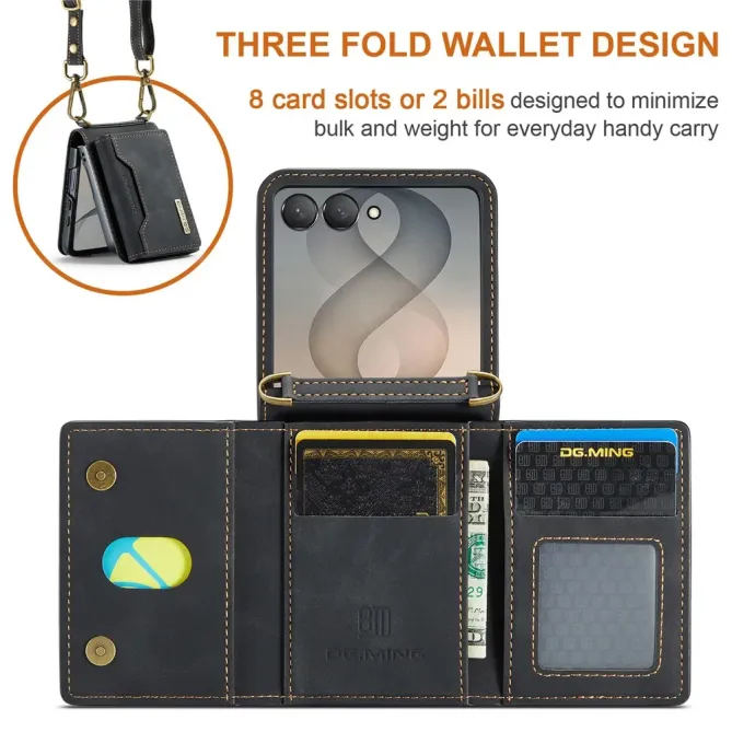 Coque Samsung Galaxy Z Flip 8 Série M2 Pochette Multi-Cartes Amovible - Couleurs: Noir