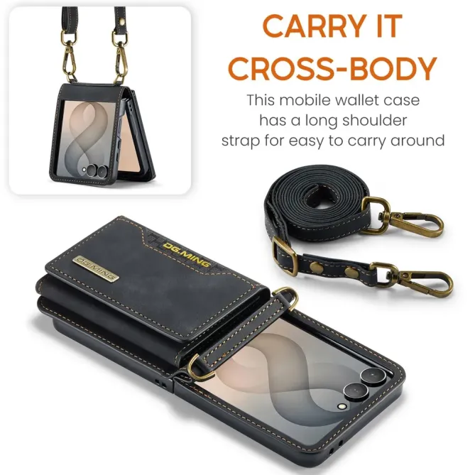 Coque Samsung Galaxy Z Flip 8 Série M2 Pochette Multi-Cartes Amovible - Couleurs: Noir