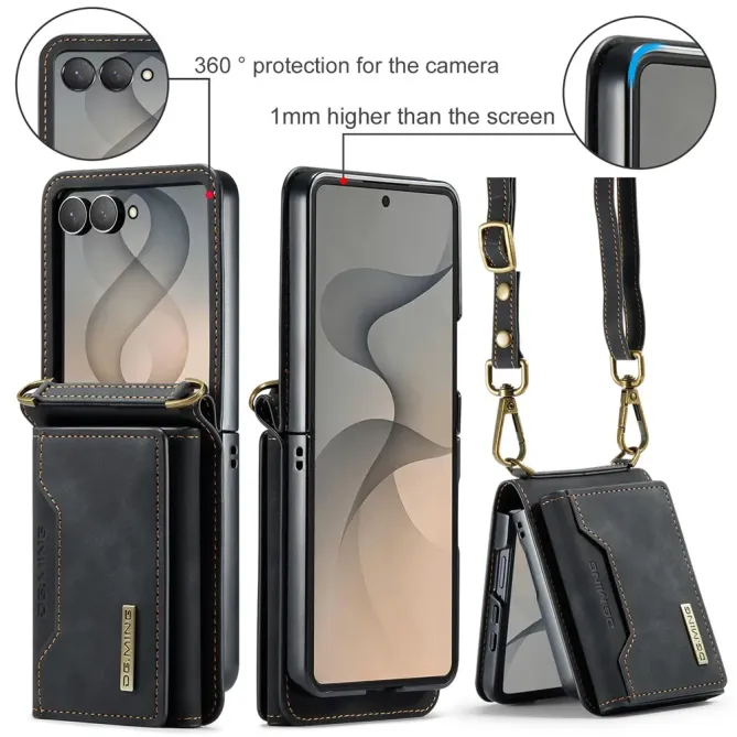 Coque Samsung Galaxy Z Flip 8 Série M2 Pochette Multi-Cartes Amovible - Couleurs: Noir