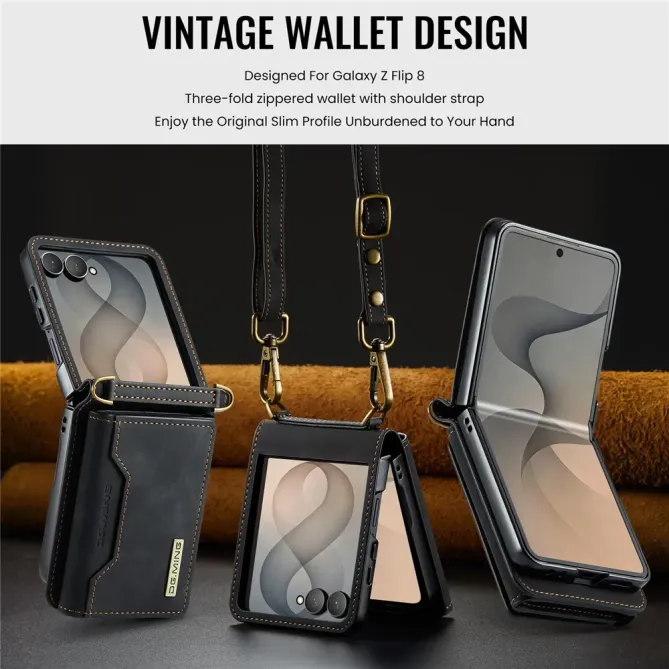 Coque Samsung Galaxy Z Flip 8 Série M2 Pochette Multi-Cartes Amovible - Couleurs: Noir