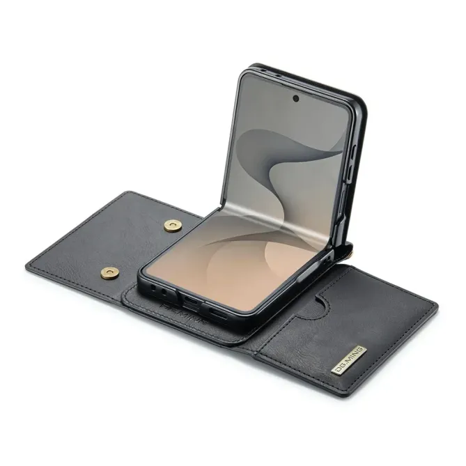 Coque Samsung Galaxy Z Flip 8 Série M6 Portefeuille RFID avec Bandoulière - Couleurs: Noir