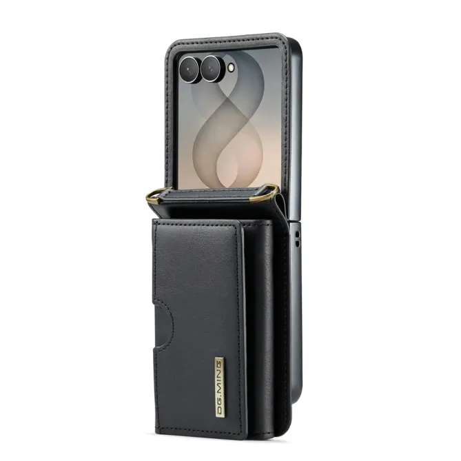 Coque Samsung Galaxy Z Flip 8 Série M6 Portefeuille RFID avec Bandoulière - Couleurs: Noir