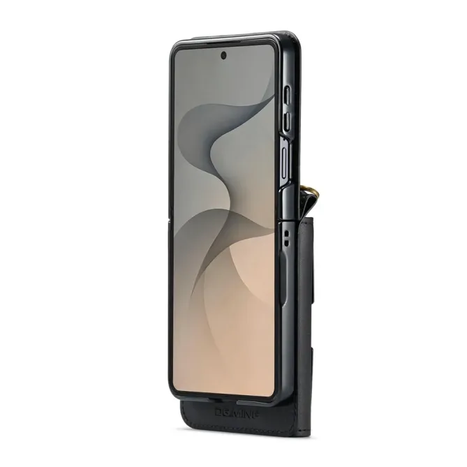 Coque Samsung Galaxy Z Flip 8 Série M6 Portefeuille RFID avec Bandoulière - Couleurs: Noir