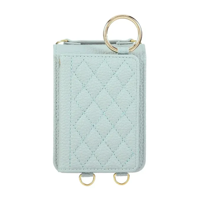 Coque Samsung Galaxy Z Flip 8 Pochette Matelassée Multi-Cartes avec Bandoulière - Couleurs: Bleu clair