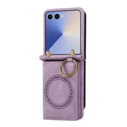 Coque Samsung Galaxy Z Flip 8 Rabat Carte Aimanté avec Anneau - Couleurs: Violet