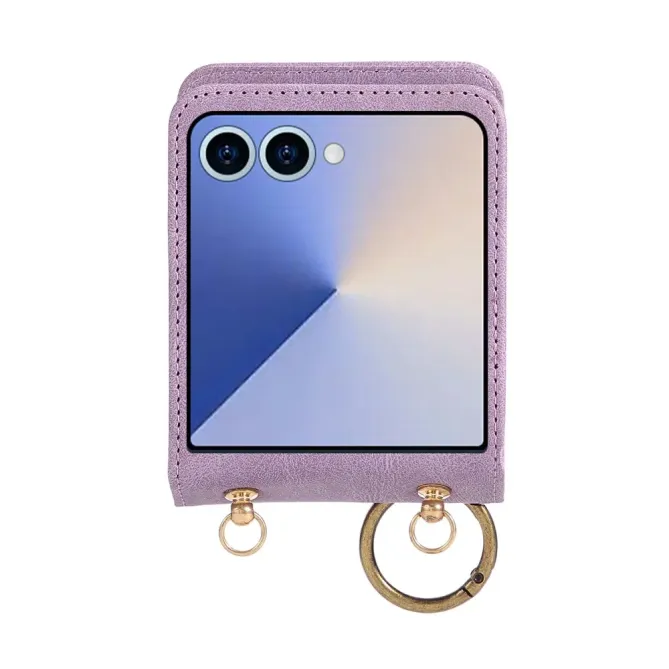 Coque Samsung Galaxy Z Flip 8 Rabat Carte Aimanté avec Anneau - Couleurs: Violet