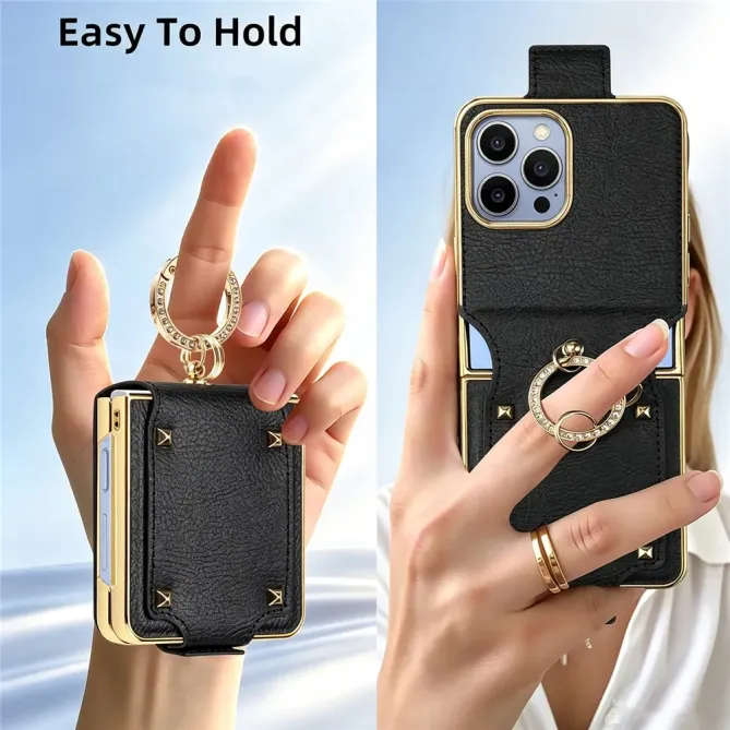 Coque Samsung Galaxy Z Flip 8 ROCK avec Anneau - Couleurs: Noir