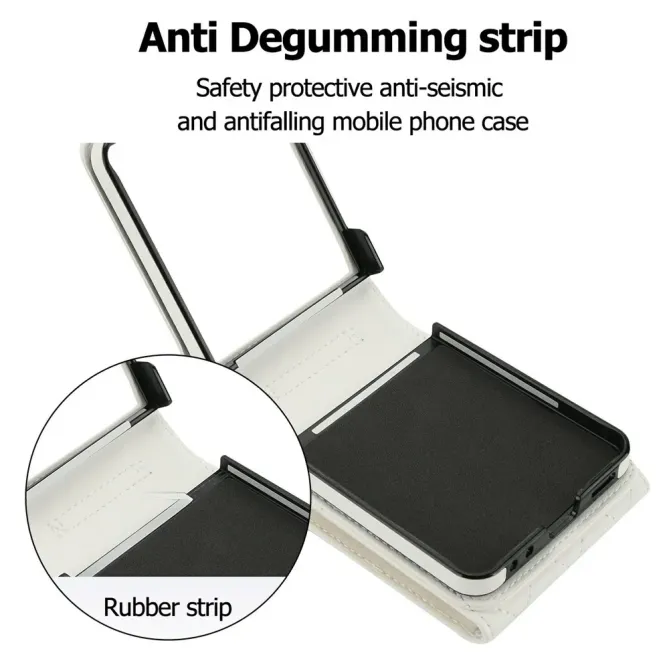 Coque Samsung Galaxy Z Flip 8 Portefeuille Accordéon RFID Matelassé avec Bandoulière - Couleurs: Blanc