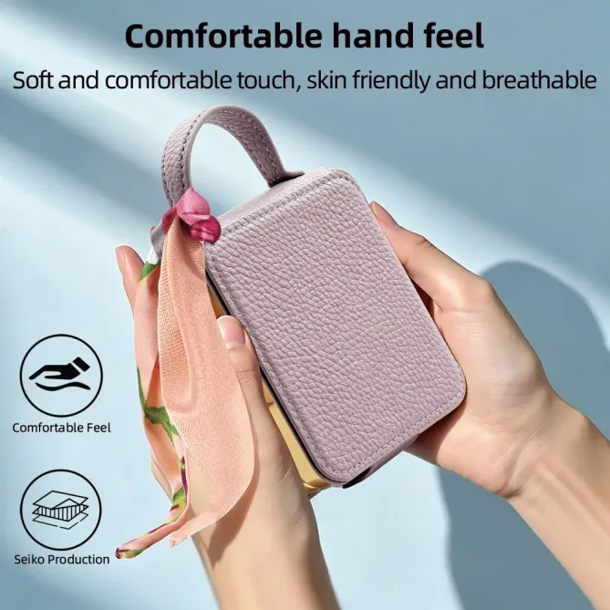 Coque Samsung Galaxy Z Flip 8 Sac de Luxe avec Miroir et Foulard - Couleurs: Or Rose