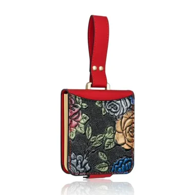 Coque Samsung Galaxy Z Flip 8 Motif Floral Relief Porte-Carte