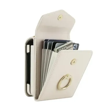Coque Samsung Galaxy Z Flip 8 Portefeuille Accordéon RFID avec Bandoulière - Couleurs: Blanc