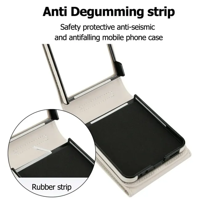 Coque Samsung Galaxy Z Flip 8 Portefeuille Accordéon RFID avec Bandoulière - Couleurs: Blanc