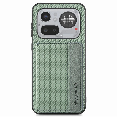 Coque Nothing Phone (4a) Pro Effet Cuir Fibre de Carbone Porte-Cartes RFID