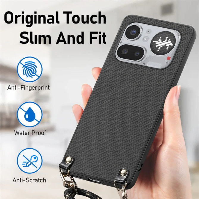 Coque Bandoulière Fibre Carbone Nothing Phone 4a Pro