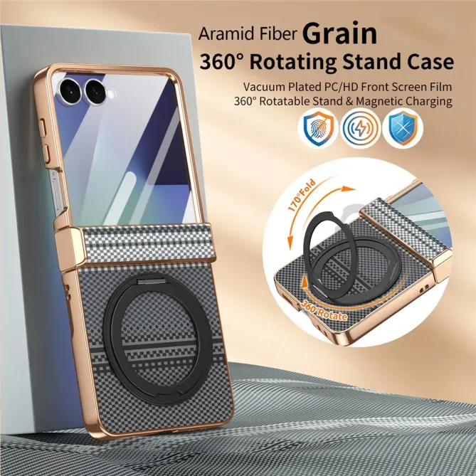 Coque Samsung Galaxy Z Flip 8 Texture Aramide avec Support 360 degrés
