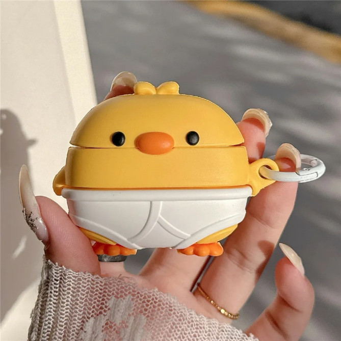 Étui AirPods Pro / Pro 2 poussin en silicone avec mousqueton