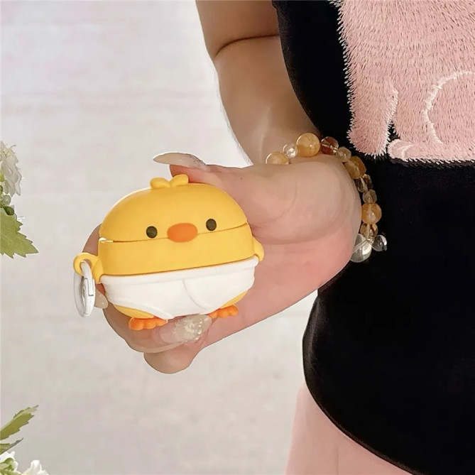 Étui AirPods Pro / Pro 2 poussin en silicone avec mousqueton