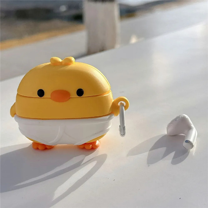 Étui AirPods Pro / Pro 2 poussin en silicone avec mousqueton
