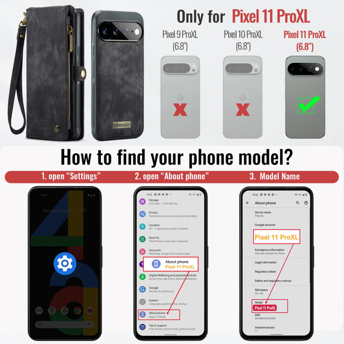Housse et Coque magnétique 2 en 1 pour Google Pixel 11 Pro XL
