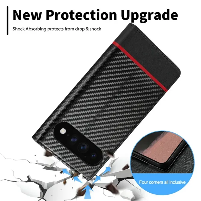 Flip cover Google Pixel 11 Pro XL fibre de carbone Horizontal Stripe
