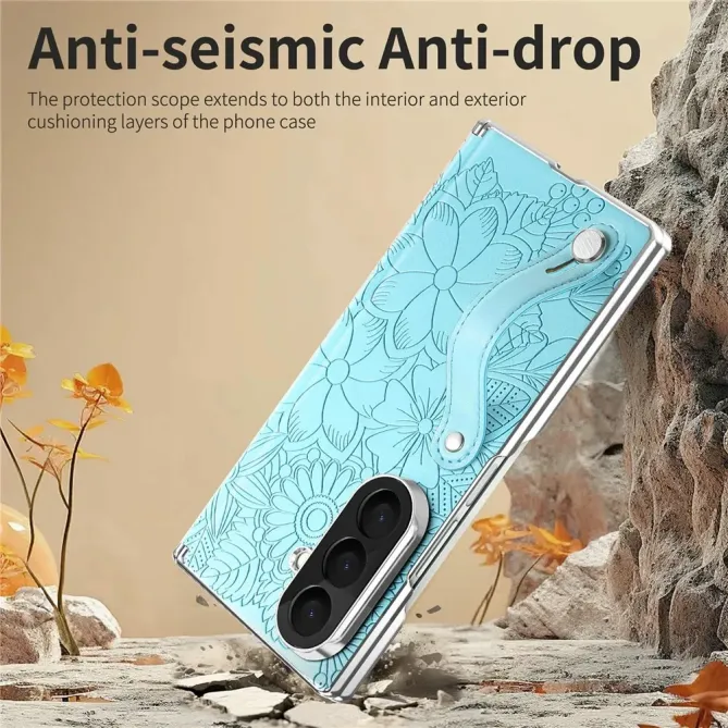 Coque Samsung Galaxy Z Fold 8 Ultra Floral Gaufré Protège-Charnière