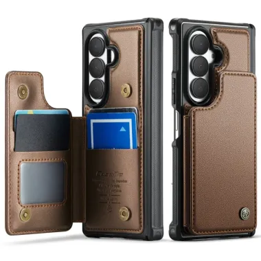 Coque Samsung Galaxy Z Fold 8 Ultra Porte-Cartes RFID Grain Litchi 5 Emplacements