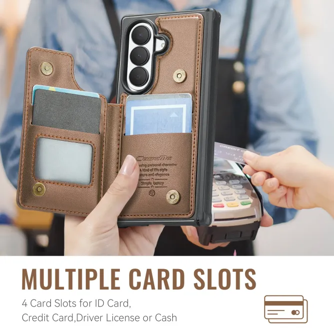Coque Samsung Galaxy Z Fold 8 Ultra Porte-Cartes RFID Grain Litchi 5 Emplacements