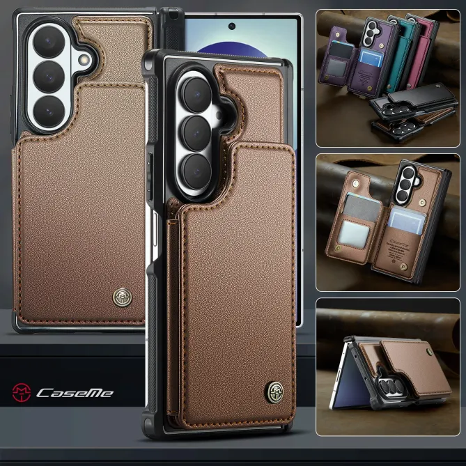 Coque Samsung Galaxy Z Fold 8 Ultra Porte-Cartes RFID Grain Litchi 5 Emplacements