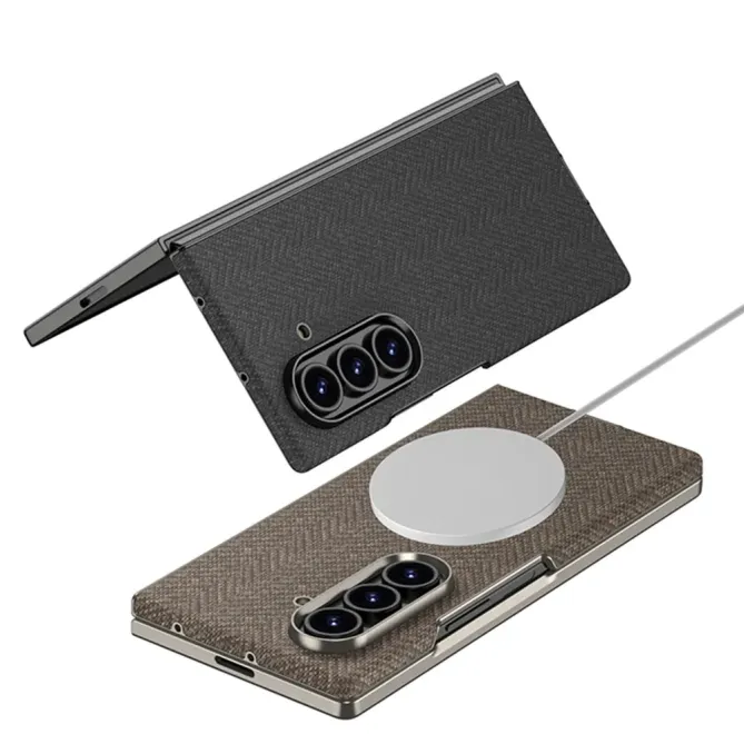 Coque Samsung Galaxy Z Fold 8 Ultra Tissu Texturé Compatible Charge Magnétique