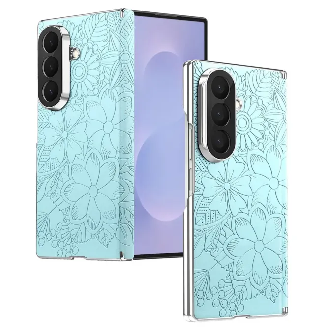 Coque Samsung Galaxy Z Fold 8 Ultra Floral Gaufré Dos Amovible Charnière Double Axe