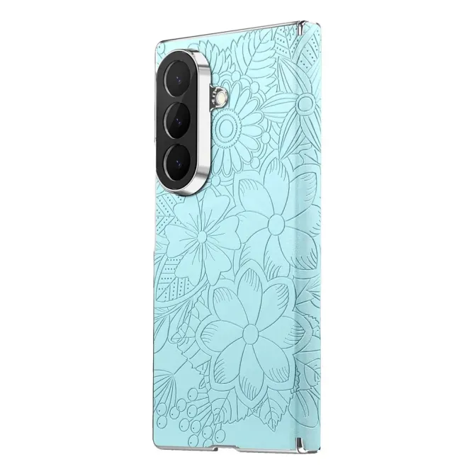 Coque Samsung Galaxy Z Fold 8 Ultra Floral Gaufré Dos Amovible Charnière Double Axe