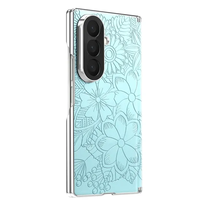 Coque Samsung Galaxy Z Fold 8 Ultra Floral Gaufré Dos Amovible Charnière Double Axe