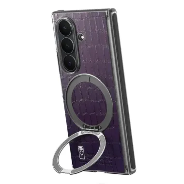 Coque Samsung Galaxy Z Fold 8 Ultra Crocodile Anneau Rotatif Axe Central Magnétique
