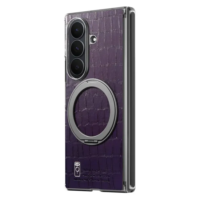 Coque Samsung Galaxy Z Fold 8 Ultra Crocodile Anneau Rotatif Axe Central Magnétique