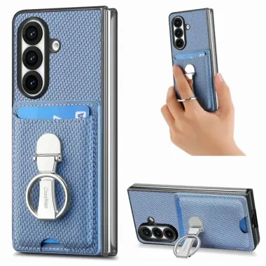 Coque Samsung Galaxy Z Fold 8 Ultra Fibre de Carbone Porte-Cartes Anneau Support