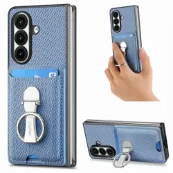 Coque Samsung Galaxy Z Fold 8 Ultra Fibre de Carbone Porte-Cartes Anneau Support