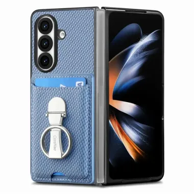 Coque Samsung Galaxy Z Fold 8 Ultra Fibre de Carbone Porte-Cartes Anneau Support