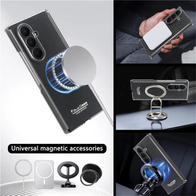 Coque Z Fold8 Ultra Pivot Magnétique Effet Cuir Litchi