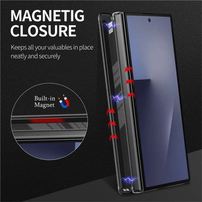 Coque Z Fold8 Ultra Pivot Magnétique Effet Cuir Litchi