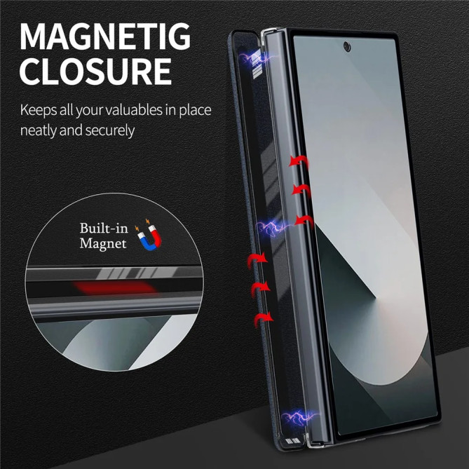 Coque Samsung Z Fold8 Ultra Fermeture Aimantée Effet Cuir Mat