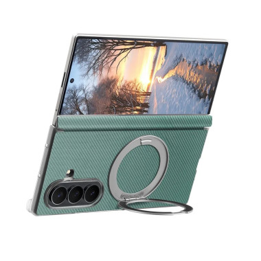 Coque Z Fold8 Ultra Anneau Magnétique Texture Carbone