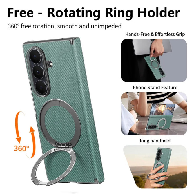 Coque Z Fold8 Ultra Anneau Magnétique Texture Carbone