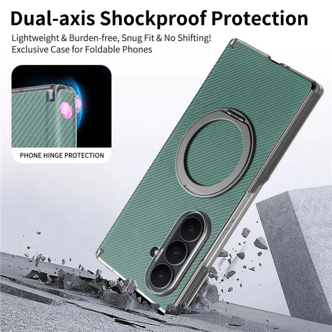 Coque Z Fold8 Ultra Anneau Magnétique Texture Carbone
