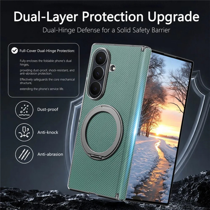 Coque Z Fold8 Ultra Anneau Magnétique Texture Carbone