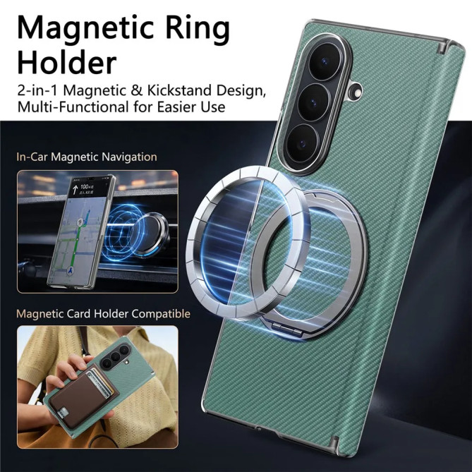 Coque Z Fold8 Ultra Anneau Magnétique Texture Carbone